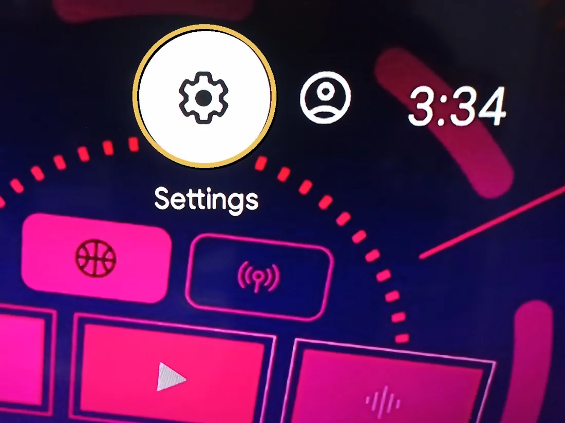 The Settings gear at the top of the main screen