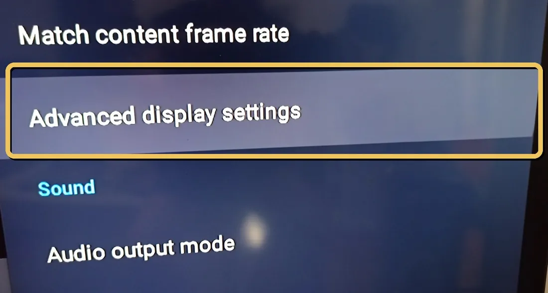 Advanced display settings