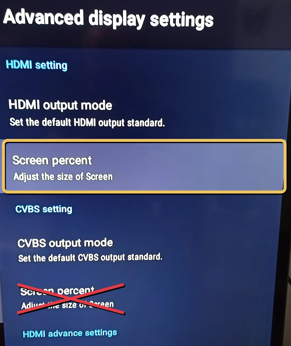 The first Screen percent, under HDMI setting